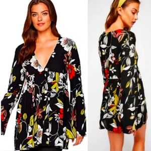 Free People Black Floral Tunic